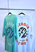 Energea Fit Wear Oversized Tees - teal and white oversized t-shirts with bold ENERGEA FIT WEAR graphic print, men's streetwear
